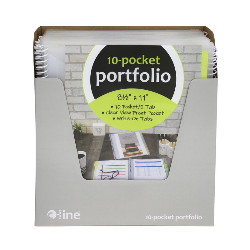 C-Line 10-Pocket Poly Portfolio with Write-on Tabs, Spiral-Bound, 5-Tab, Clear with Assorted Color Tabs, 1 Each (33650) - Image 5